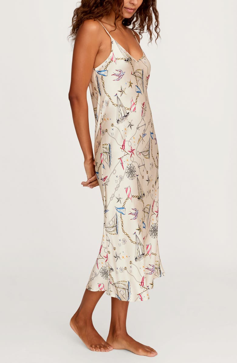Petite Plume Cosette Regatta Royale Mulberry Silk Nightgown, Alternate, color, Beige