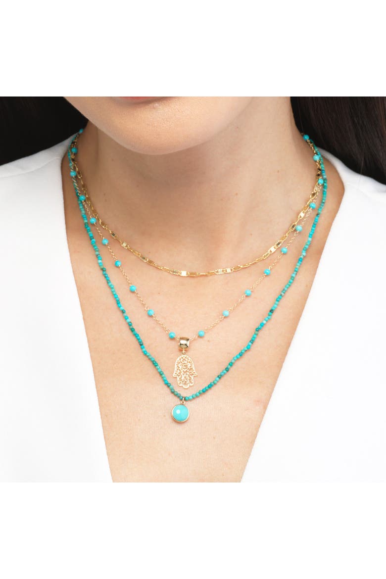 Turquoise Bead Bezel Necklace, Alternate, color, Turquoise
