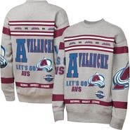 Mitchell & Ness Youth Mitchell & Ness Heather Gray Colorado Avalanche Allover Print Fleece Crewneck Sweatshirt