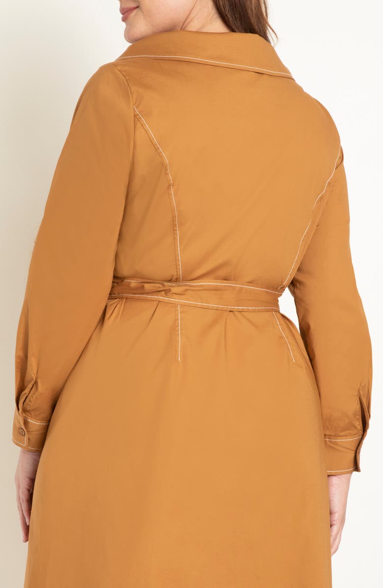 ELOQUII Trench Style Long Sleeve Midi Wrap Dress, Alternate, color,