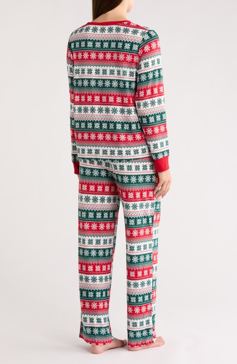 JACLYN Mom Matching Family Fair Isle Snowflake Top & Pants Pajamas, Alternate, color, Bergen Fair Isl