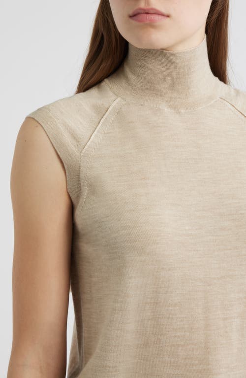 Hugo Boss Boss Fipini Turtleneck Sleeveless Virgin Wool Sweater In Brown