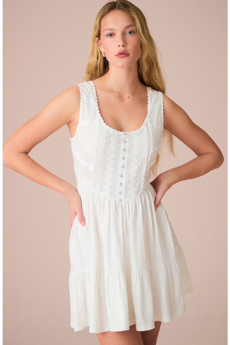 Embroidered Cotton Jersey Fit & Flare Dress, Alternate, color, WHITE