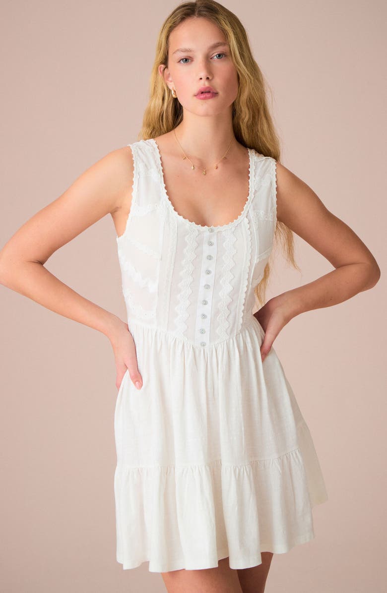 NEXT Embroidered Cotton Jersey Fit & Flare Dress, Alternate, color, White