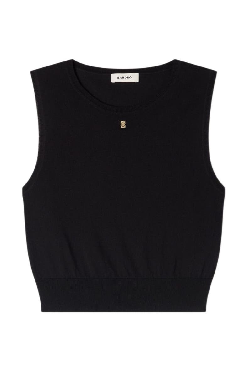 Sleeveless short knit sweater, Alternate, color, Black