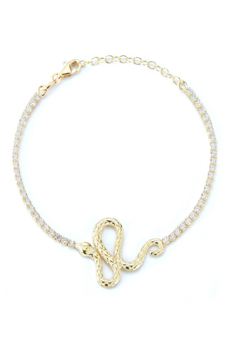 Snake Charm CZ Bracelet, Main, color, GOLD