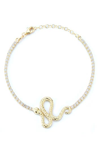 Sphera Milano 14k Over Silver Cz Snake Tennis Bracelet In Gold