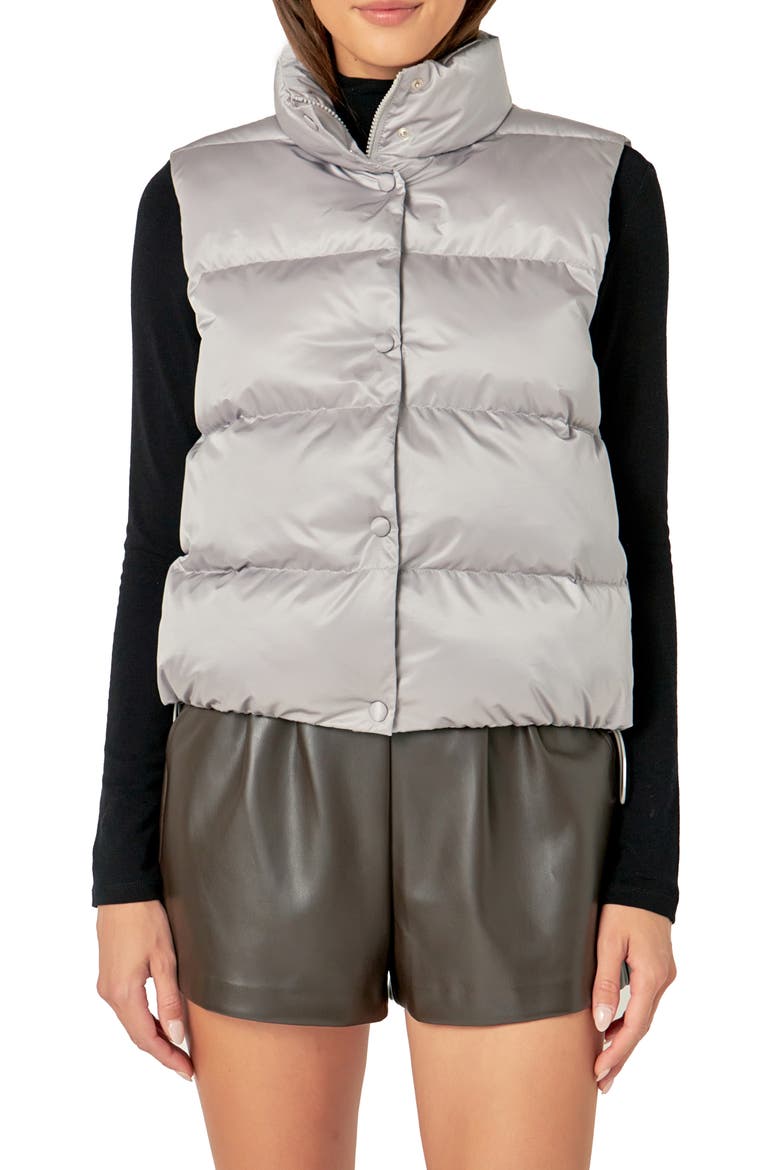 Cropped Puffer Vest, Main, color, GREY