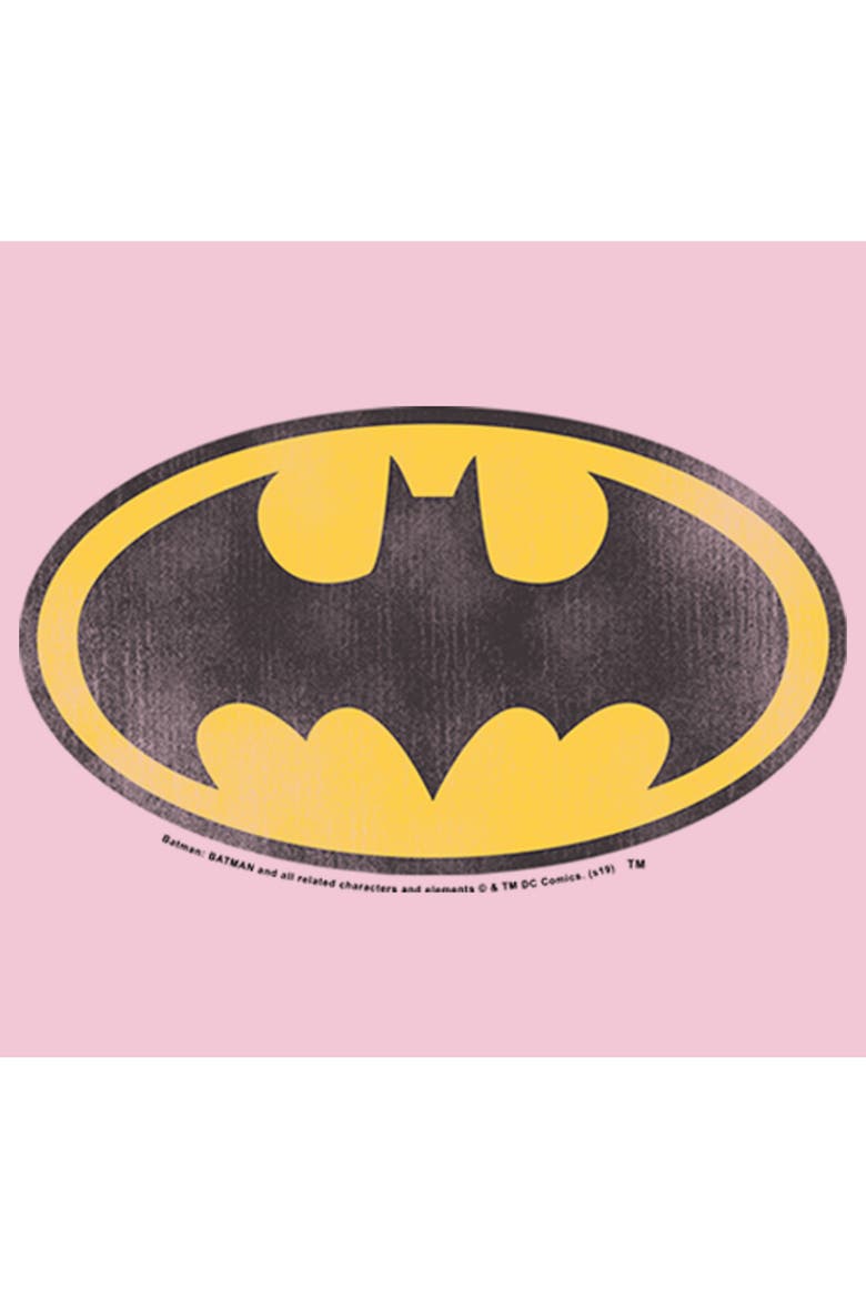 Girl's Batman Distressed Bat Logo Graphic Tee, Alternate, color, Light Pink