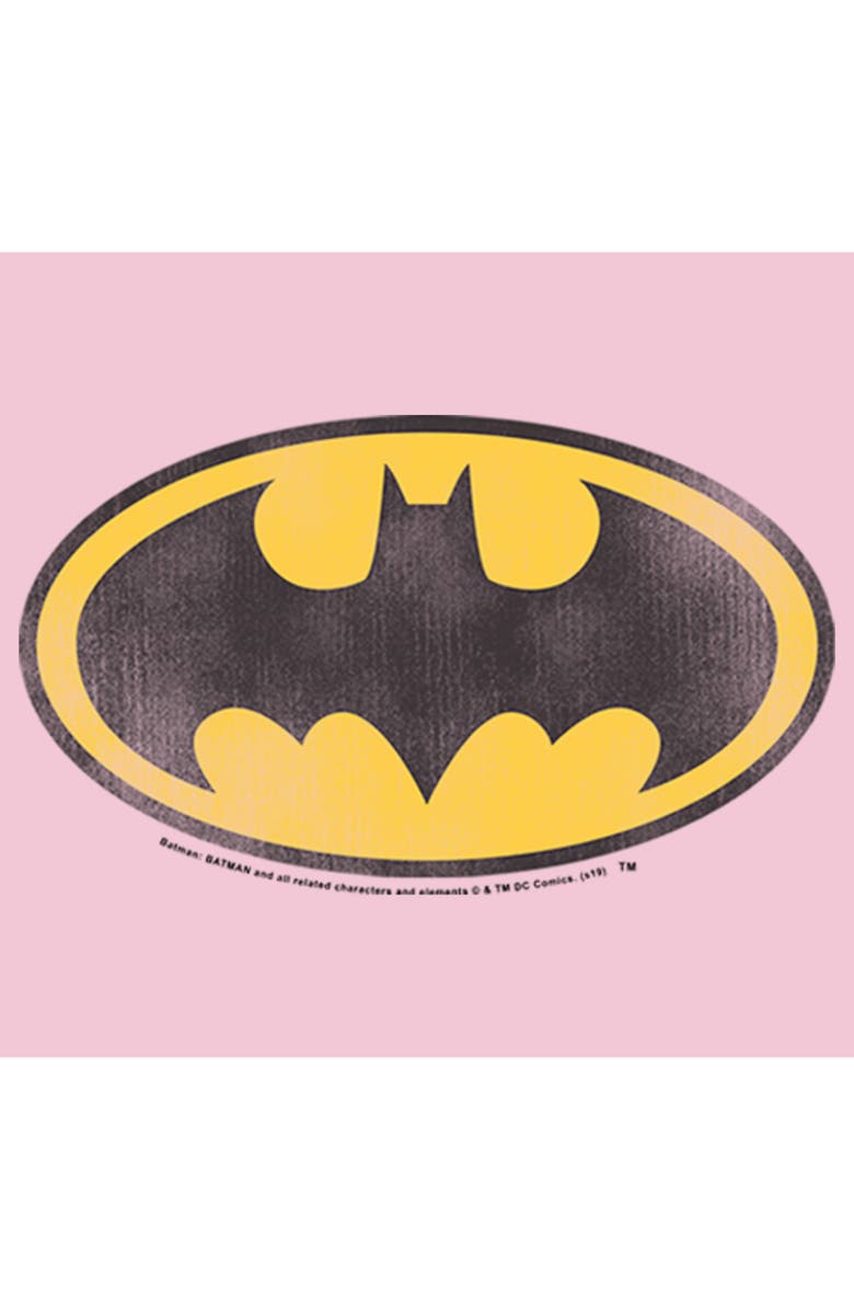 Batman Girl's Batman Distressed Bat Logo  Graphic T-Shirt, Alternate, color, Light Pink