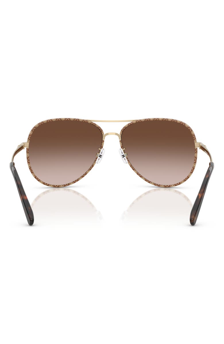 Tory Burch 60mm Pilot Sunglasses, Alternate, color, Light Gold/ Brown Monogram Wrap / Brown Gradient