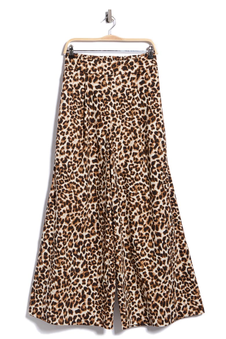 Leopard Print Wide Leg Pants, Alternate, color, CHOCOLATE