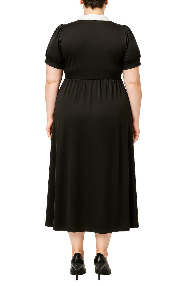 Standards 
Practices Contrast Collar Midi Dress, Alternate, color, Black