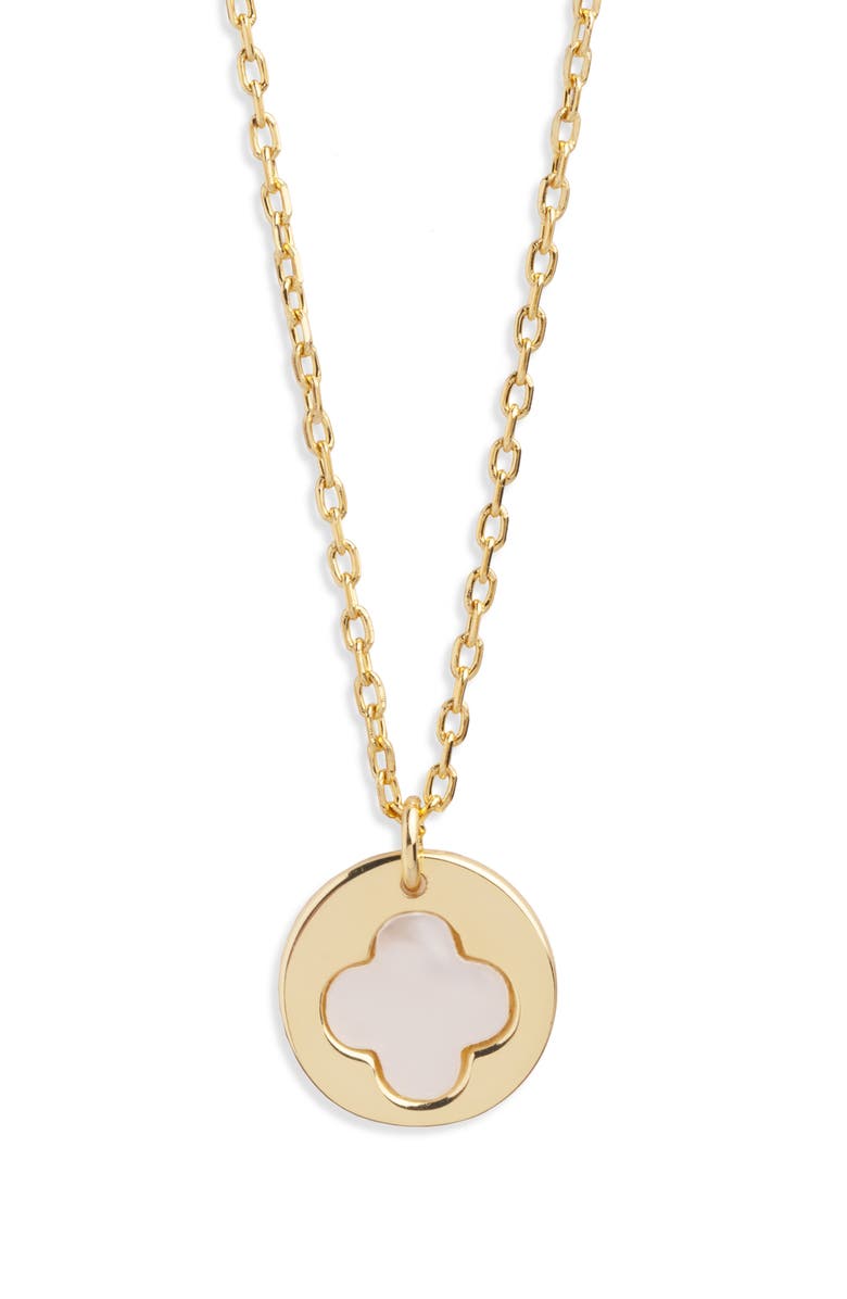 Argento Vivo Sterling Silver Mother-of-Pearl Clover Pendant Necklace, Main, color, Gold