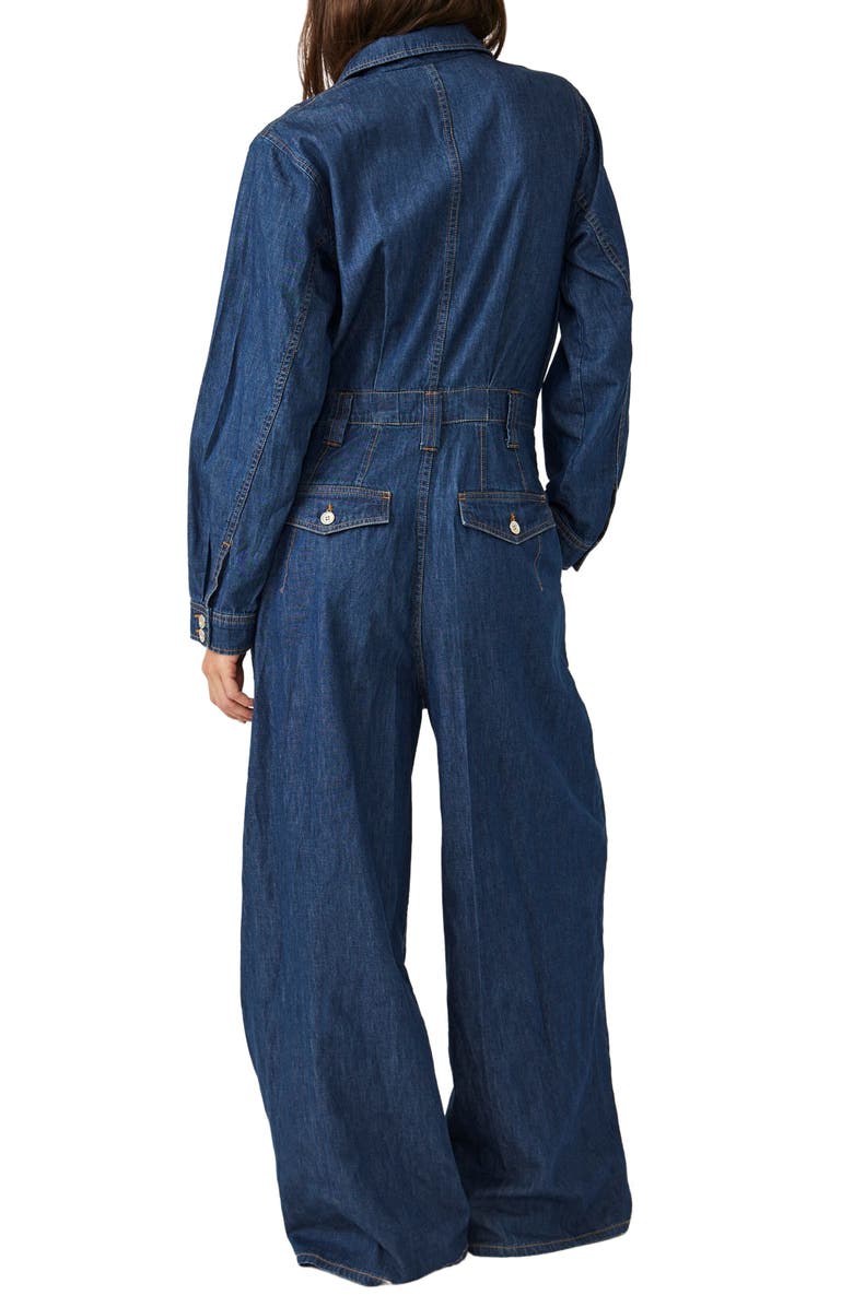 Free People The Franklin Long Sleeve Denim Jumpsuit, Alternate, color, 