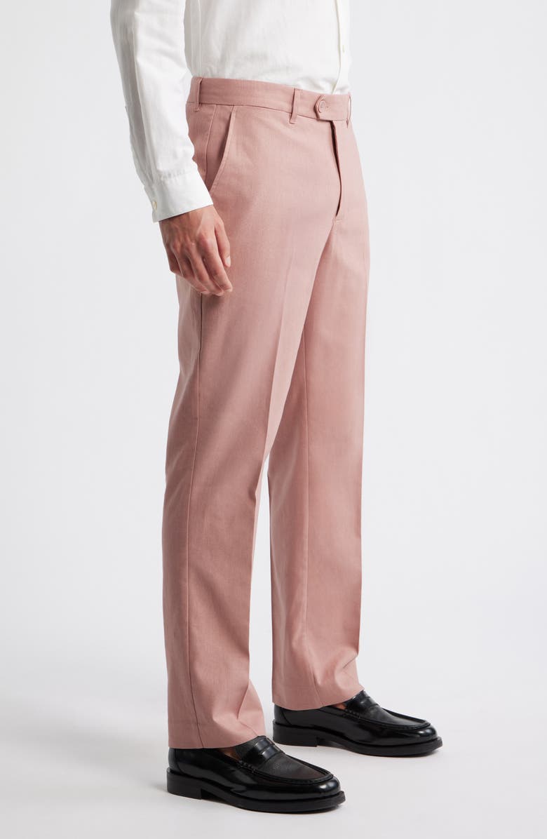 Percival Tailored Flat Front Linen & Cotton Trousers, Alternate, color, Mauve