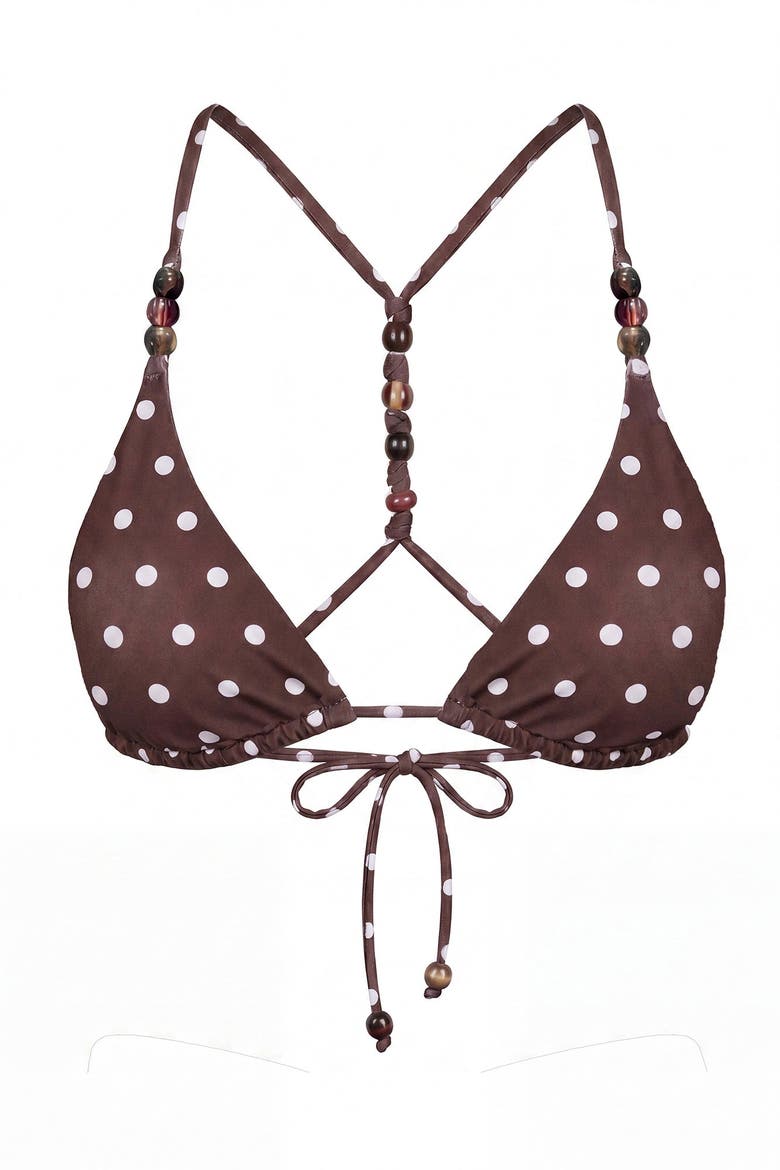 Rita Racerback Bikini Top, Alternate, color, Espresso / Ivory Polka Dot
