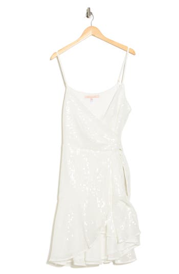Hutch Sequin Faux Wrap Dress In White