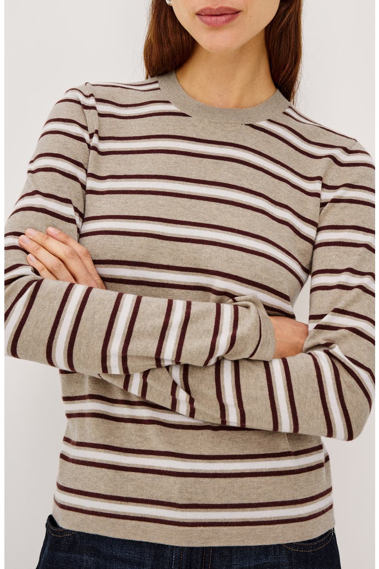 Davie Striped Cotton & Cashmere Top, Alternate, color, HEATHER OAT STRIPE