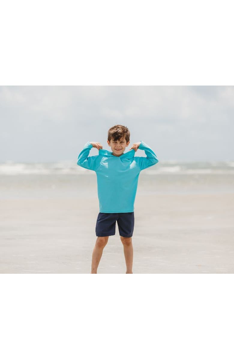 CITY THREADS Boys and Girls UPF 50+ Long Sleeve Hooded Rashguard Tee, Alternate, color, Medium Grey