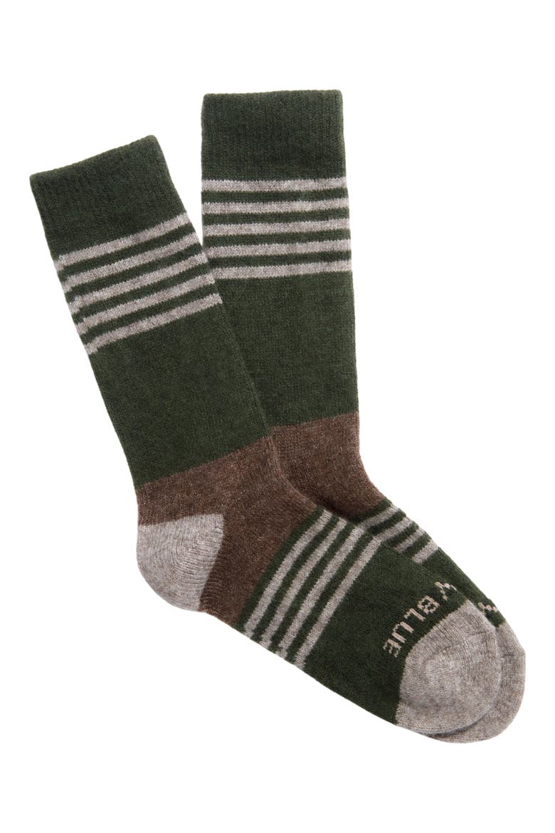 2-Pack Stripe Wool & Yak Blend Crew Socks, Alternate, color, KELP/PORTOBELLO HEATHER MUL1