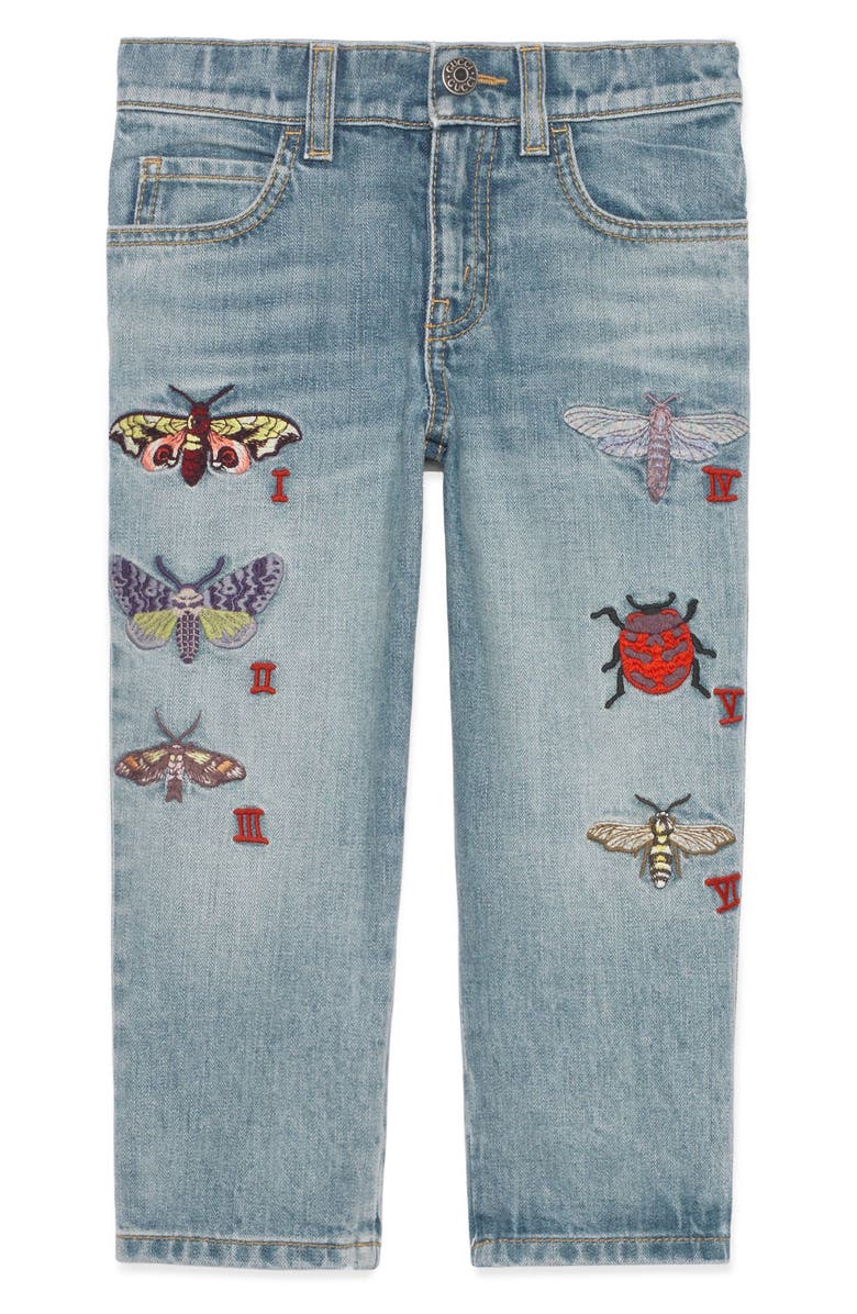 Gucci Insect Appliqué Jeans, Main, color, 