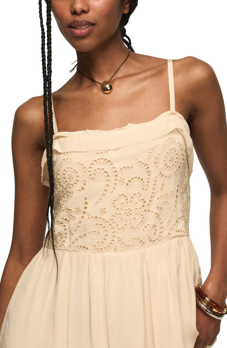 Lucky Brand Cutwork Ruffle Hem Midi Dress, Alternate, color, Blush