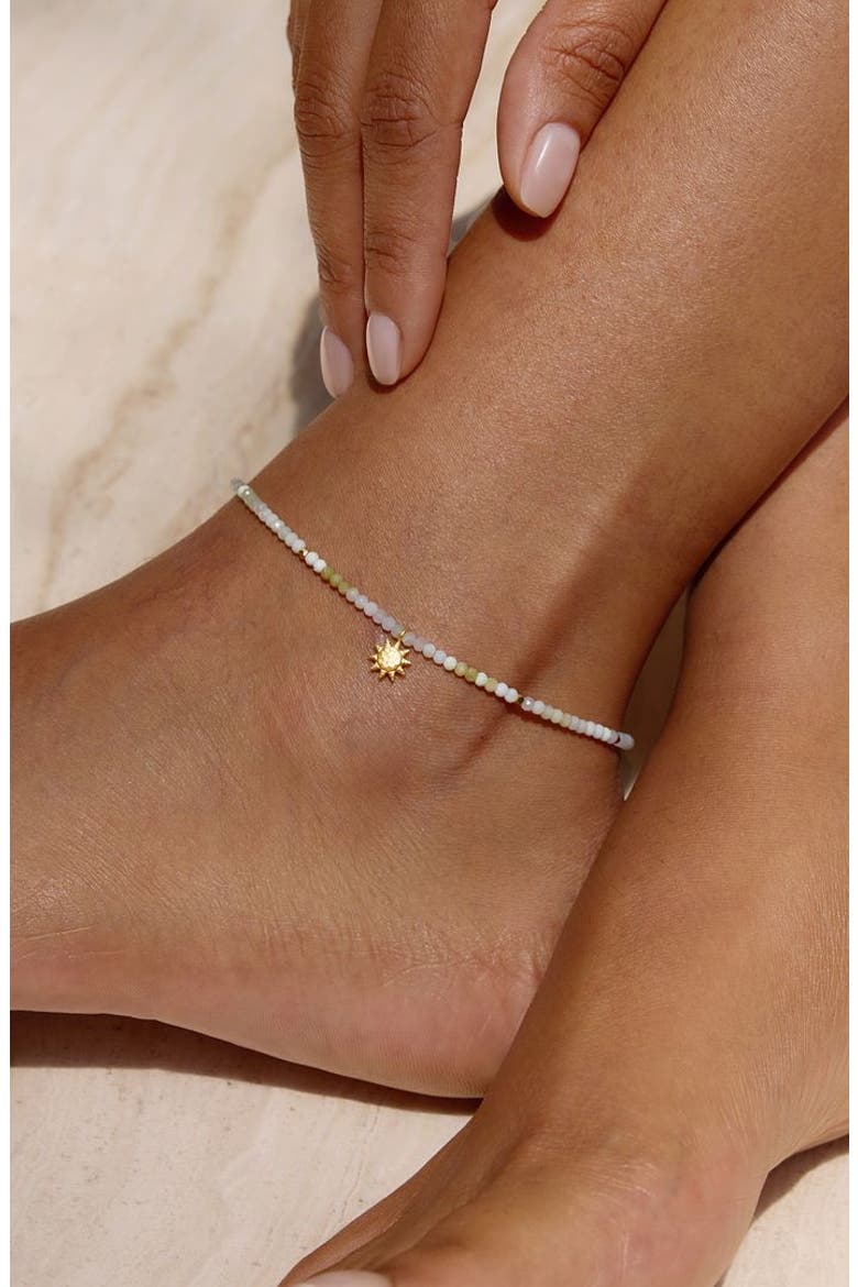Peruvian opal sun anklet, Alternate, color, White
