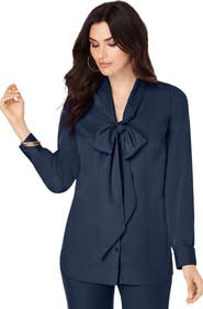 Roaman's Long Sleeve Bow Blouse