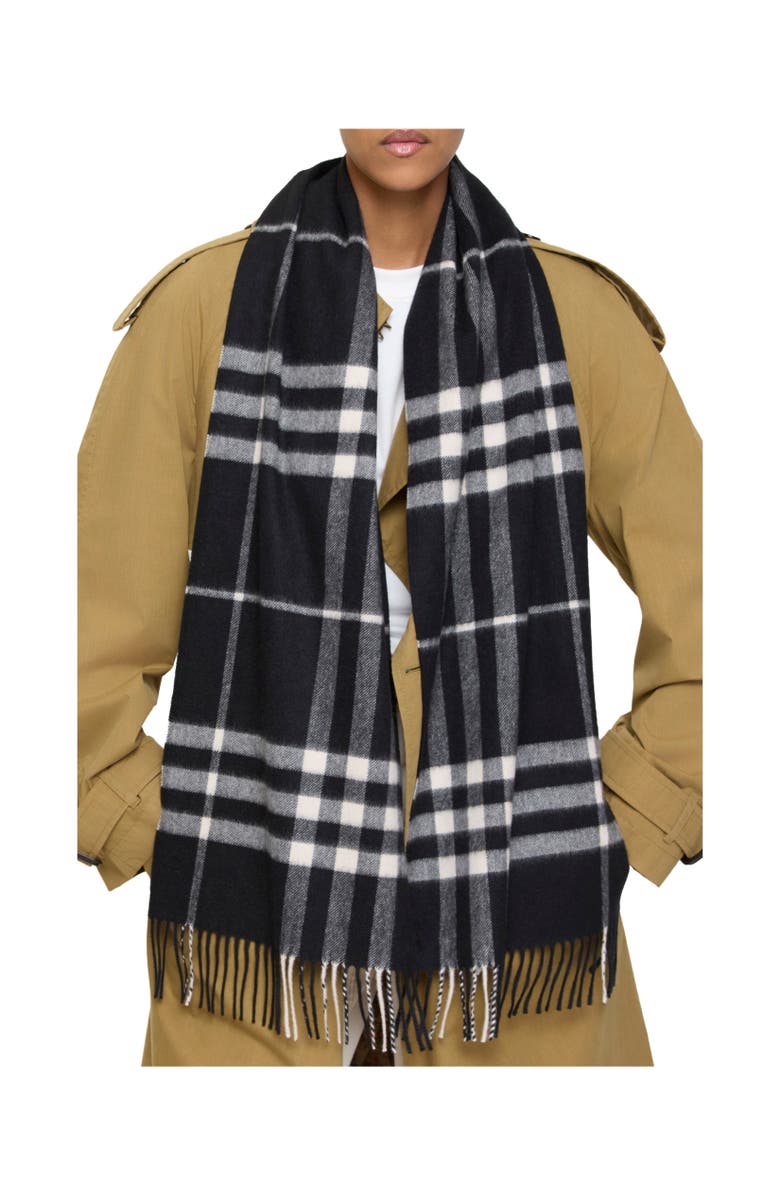 Burberry Check Cashmere Scarf, Alternate, color, Black/Calico