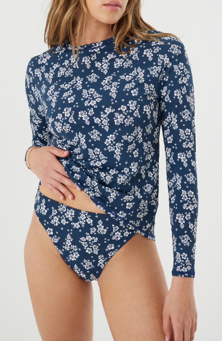 Roxy Hibiscus Haven Sea Skippin" Cover-Up Rashguard, Main, color, Mood Indigo