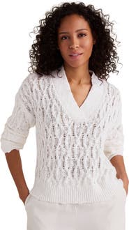 Haven Well Within Slubby Cotton Linen V-Neck Sweater