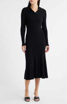 Julia Jordan Variegated Rib Long Sleeve Midi Sweater Dress