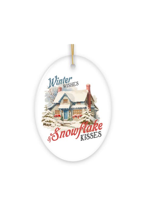 Winter Wishes Snowflake Kisses Cottage Ornament