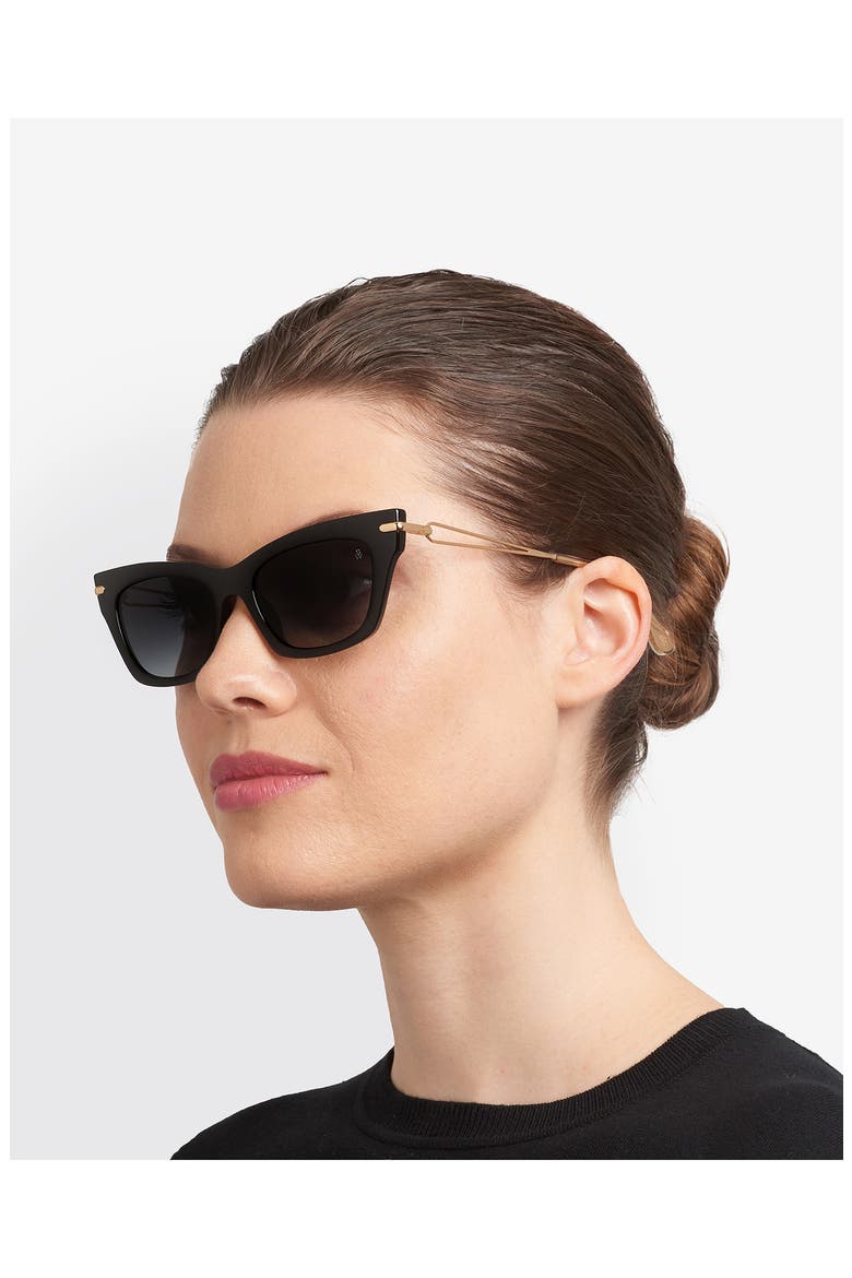 52mm Cat Eye Sunglasses, Alternate, color, BLACK