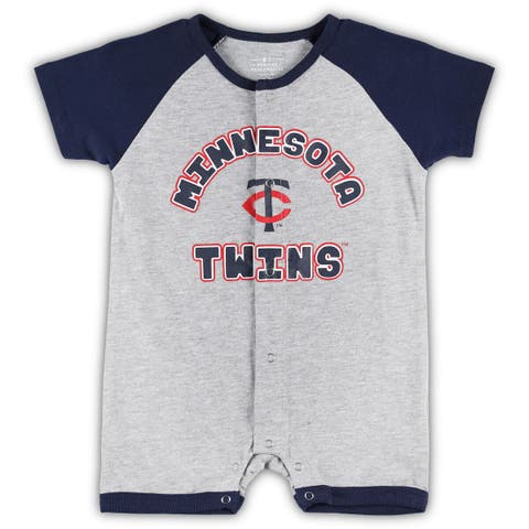 Infant  Heather Gray Minnesota Twins Extra Base Hit Raglan Full-Snap Romper