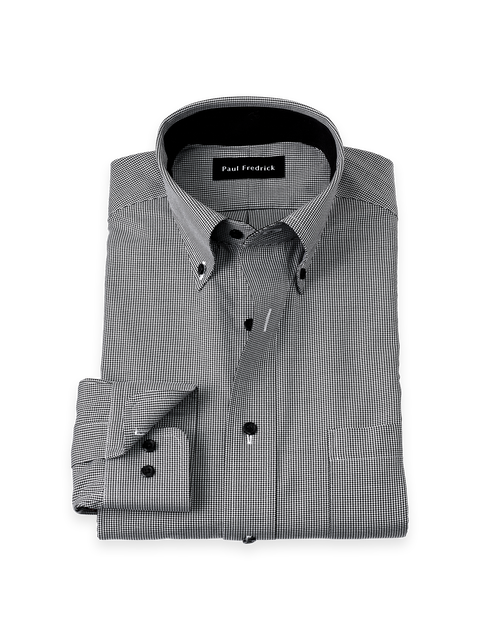 Cotton Buttondown Collar Twill Slim Contrast Trim Button Cuff Long Sleeve