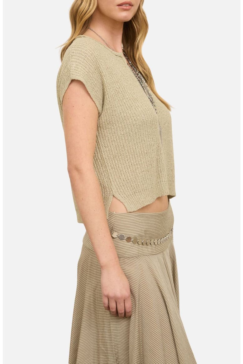 Batwing Sleeve Split Neck Sweater, Alternate, color, LIGHT OLIVE