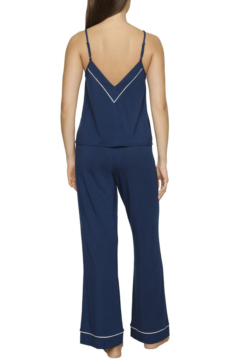 Eberjey Gisele V-Neck Camisole and Pants Pajama Set, Alternate, color, Navy/ Ivory