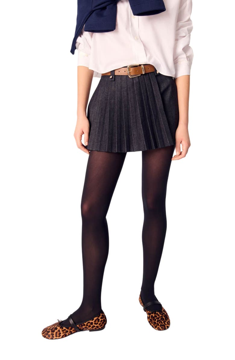 maje Layered-effect pleated denim shorts, Alternate, color,