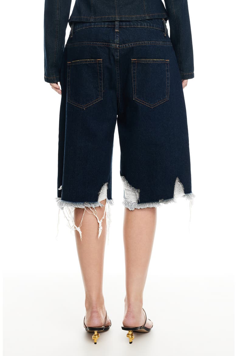 Banks Ripped Denim Bermuda Shorts, Alternate, color, INDIGO