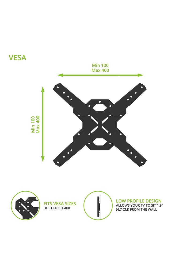 PS400 Articulating Full Motion Single Stud Mount for 30" - 80" TV, Alternate, color, Black