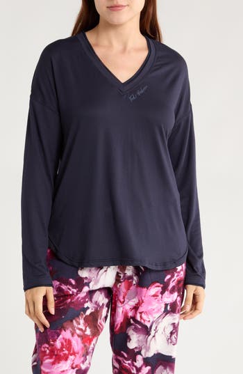 Ted Baker Sheer Mesh Trim Pajama Top In Blue
