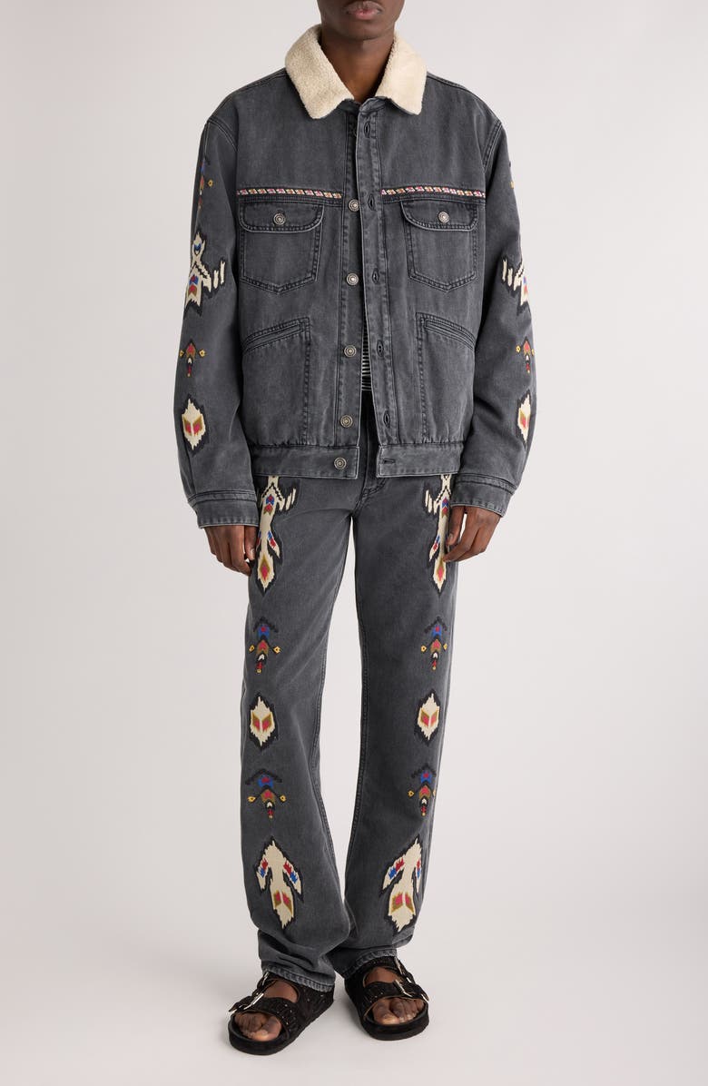 Isabel Marant Jenson Embroidered Denim Jacket, Alternate, color, 