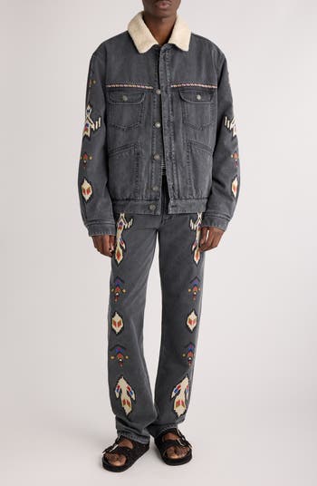 Lewys Embroidered Straight Leg Jeans