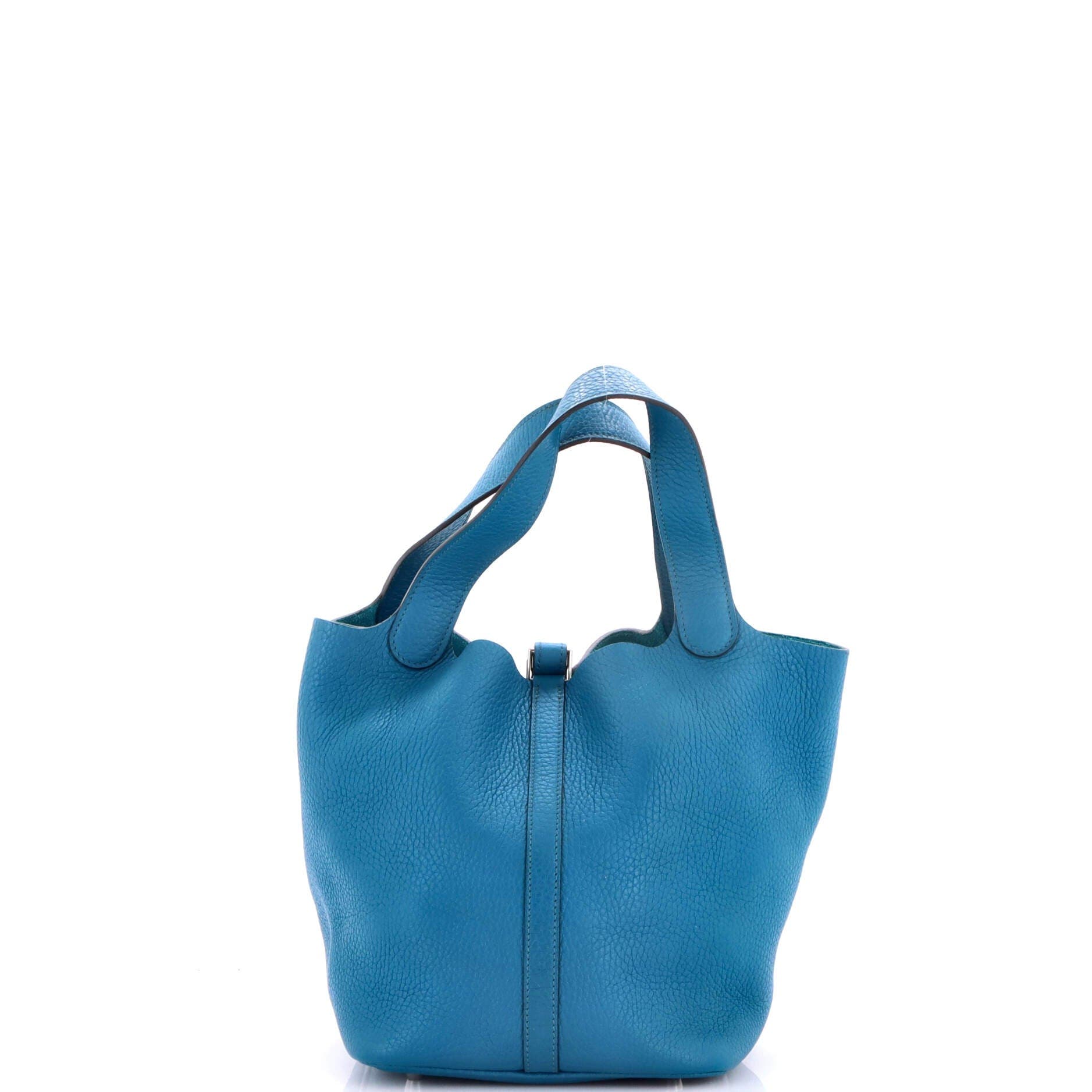 Pre-Owned Hermes Picotin Lock Bag Clemence MM, Alternate, color, Bleu Izmir