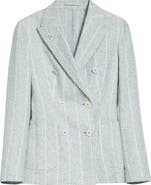 Eleventy Stripe Slubby Linen Blend Jacket