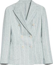 Eleventy Stripe Slubby Linen Blend Jacket