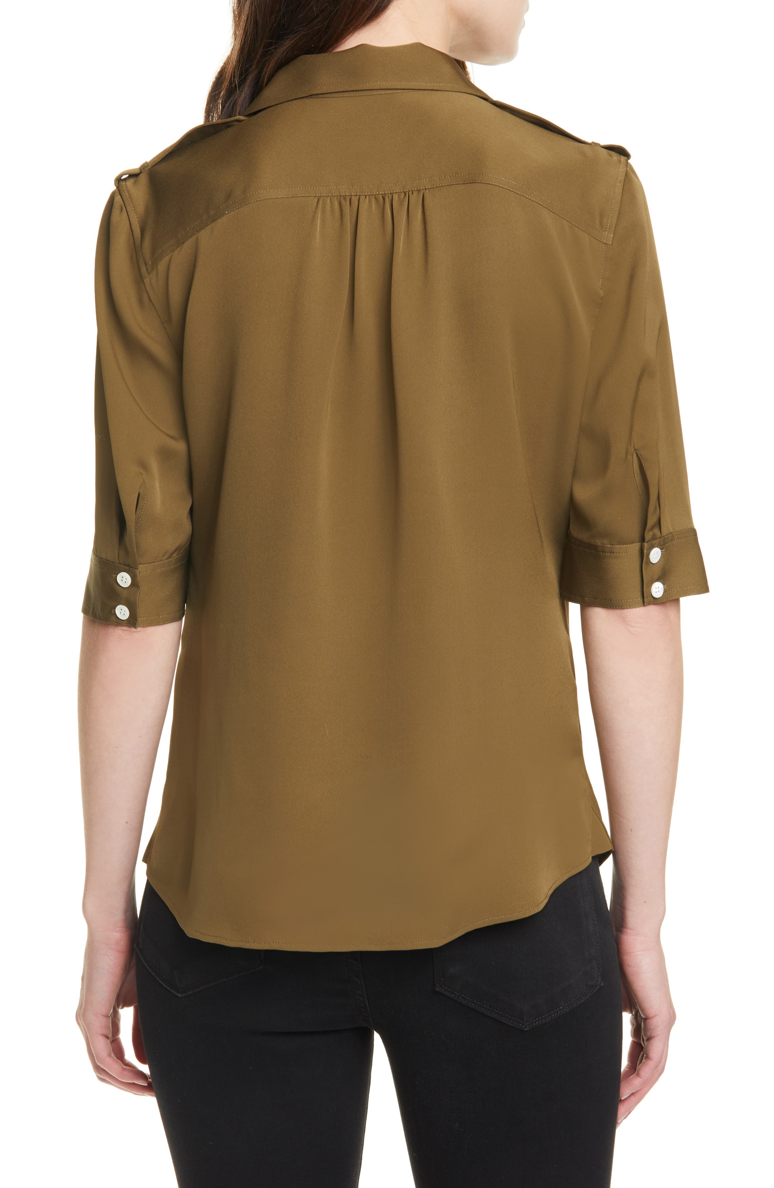 FRAME '70s Epaulet Silk Shirt (Women) | Nordstromrack