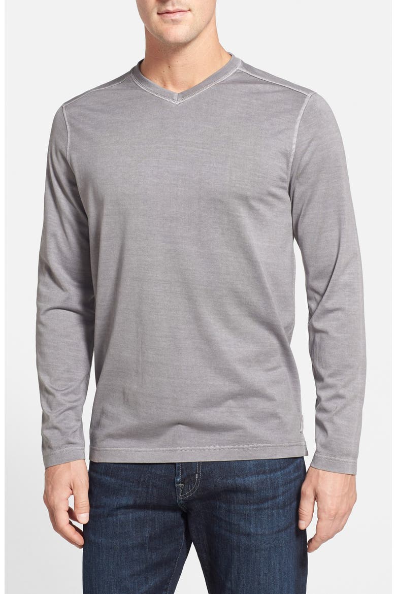 'Vacanza' Long Sleeve V-Neck T-Shirt, Main, color, STORM GREY